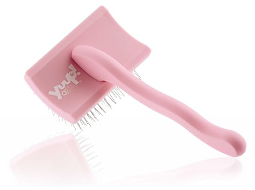 YUUP! - PINKBRUSH MINI Cardatore professionale a denti lunghi e ad alta densità, Spazzola per cani e gatti, accessori per toelettatura cane e gatto