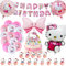 48PCS Geburtstagsdeko Luftballons Cartoon Luftballons Geburtstag Dekoration Set 48 Stück Kinder Luftballon Geburtstag Kit mit Happy Birthday Banners Folienballons Katzen Kitty Thema Cupcake Toppers