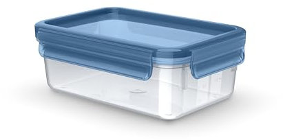 Emsa Clip & Close Eco N1171400 - Recipiente hermético ecológico (1 L, a prueba de fugas, higiénico, apto para microondas, congelador, lavavajillas, sin bisfenol A), color azul