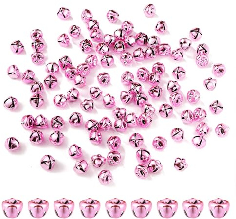 100st Julklockor, Metall Julklocka Dekorativa Julklockor Hantverk Julklockor till Jul Festdekoration Presenter Gör-Det-Själv-Projekt(Rosa)