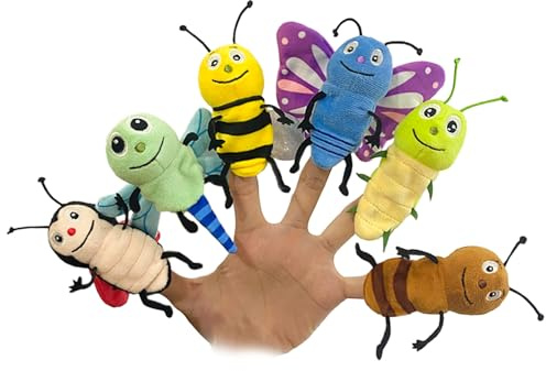 JUSTQUNSEEN 6pcs Insect Finger Puppet Set, Mini Hand Puppets Suitable for Kids, Cute Insect Animal for Role-Playing and Storytelling, Realistic Finger Puppet for Toddlers