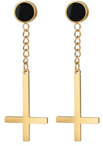 OIDEA Pendiente Colgantes Cruz Hombre: Pendientes Magnéticos No-Punch para Caballero Acero Inoxidable Hipoalergénico Antialérgico - Para Uso Diario Regalo
