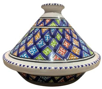 Royal Bakir Colorful Rainbow Handmade Tunisian Tagine - Traditional Tagine for Baking and Fire - Handmade Ceramic 27cm - Perfect for Fish, Poultry, Meat, Vegetables