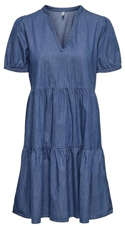 ONLY Onlnova Azure S/S Thea Dress Wvn, Media Blu Denim, M Donna