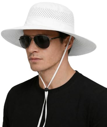 Oversize Large XXL Sun Boonie Hat for Men Women Wide Brim UPF 50+,Bucket Waterproof Quick Dry Safari Hats for Fishing Hiking White