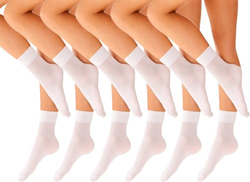 SENTELEGRI Elina Women’s Ankle Socks 15 Denier – 2, 4, 6 Pairs Sheer Nylon Pop Socks – Non-Pressure Comfort Band – Reinforced Sheer Toe – Lightweight Transparent Socks – One Size