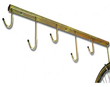 ANDRYS Appendi Bici da Soffitto con Ganci per 6 Biciclette - Porta Bici da Soffitto per Interni ed Esterni - Facile da Installare, con Tappi Antigraffio - Acciaio Zincato (Oro)