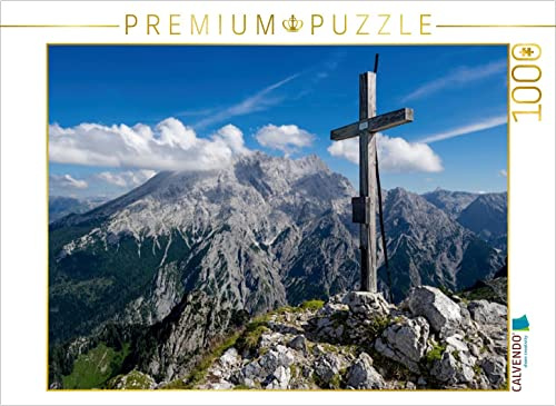 CALVENDO Puzzle Gipfelkreuz vor Watzmann 1000 Teile Puzzle quer | Lege-Größe cm Foto-Puzzle für glückliche Stunden