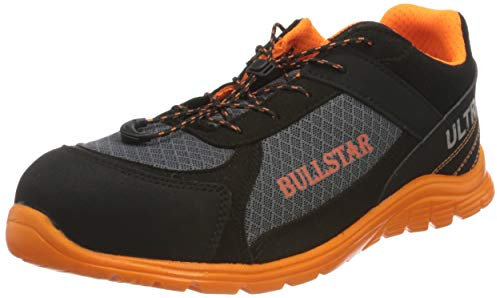 Bullstar Herren Sicherheitsschuh Ultra S1p Arbeitsschuhe, Schwarz Schwarz Orange 119, 44 EU