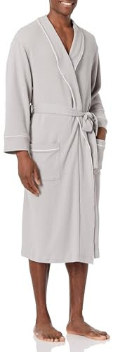 Amazon Essentials Herren Leichter Waffel-Bademantel (Erhältlich In Den Größen Schwer Und Groß), Hellgrau, XL-XXL