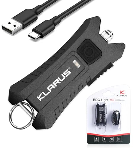 klarus Mi2 USB C Rechargeable LED Keyring Torch, 40 Lumens Small Lightweight Pocket Keychain Flashlight Powered by Bulid-in Battery