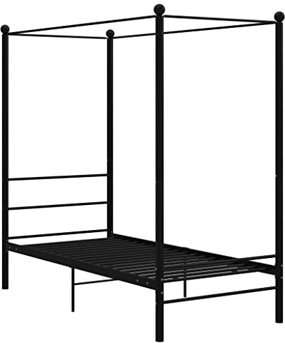 vidaXL Letto a Baldacchino Nero in Metallo 90x200 cm