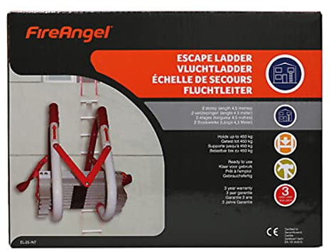 FireAngel Échelle de secours en métal 2 étages 4,5 m
