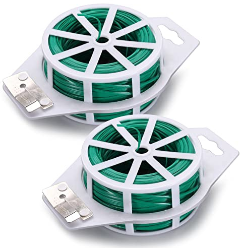 Jardín Planta Lazos 2 Piezas 100 m Alambre de Jardín Recubierto de Plástico Alambre Plastificado con Cortador para Jardinería Hogar Oficina