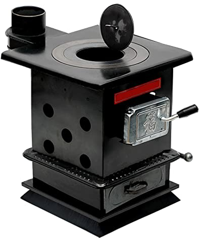 YYUINU Kohlefeuer aus reinem Gusseisen, Holzofen, rauchfreier Mehrzweck-Kocher aus Gusseisen, für Zelt, Innenbereich, Villa, Unterstand, Heizung, tägliches Kochen, Grillen,Black