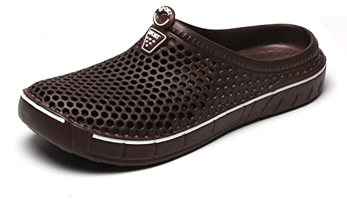 Chausson de Jardin Homme Respirant Léger Femmes D'été Jardin Sabots Plage Sandales Exterieur Chaussures de Marche Brun 43