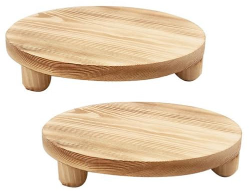 Booso Tablero Elevador de Pedestal Redondo Tablero de ExhibicióN de Madera Tablero de Pedestal Maceta Soporte Elevador de Pedestal de Flores para ExhibicióN Interior y Exterior