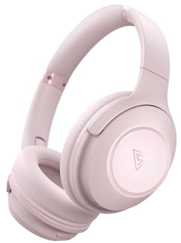 DOQAUS Bluetooth Headphones Wireless, 70H Playtime Bluetooth 5.3 Wireless Headphones Over Ear, 3 EQ Modes, Hifi Stereo Foldable Headphones with Microphone, Soft Earpads, for Phone PC Travel(Pink)