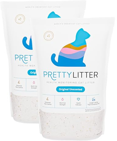 PrettyLitter Health Monitoring Cat Litter (Unscented, Non Clumping) | Lightweight & Low Tracking, Color Changing Silica Gel Crystals, Advanced Odor Control — 6 Lbs, Pack of 2 (Up to 2 Month Supply)