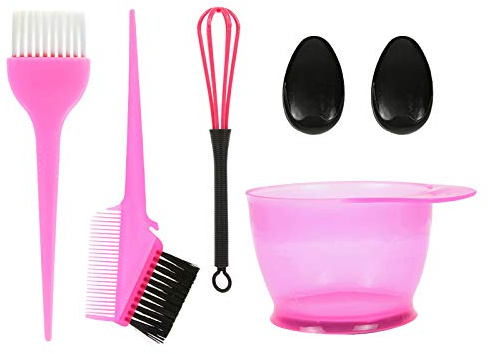 CHENTON Set di 5 pennelli colorati per tinture per capelli e ciotola, tappi per le orecchie, miscelatore, tinta per capelli, applicatore per colorazione
