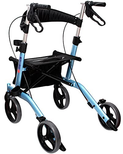 JKJZSALJ Rollator Pieghevole Rollator Walkers Rollators Rollator Leggero Rollator Pieghevole Mobility Walker con 4 Ruote E Borsa Portaoggetti, Ausilio per La Deambulazione Regolabile per Anziani E