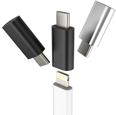 Lightning-adapter hona till typ C hane (3-pack) Lighting hona till USB C hane kontakt för iPhone 16 15 Pro Max för Apple Laddningskabel iPad-omvandlare laddning kompatibel med Samsung-kontakter