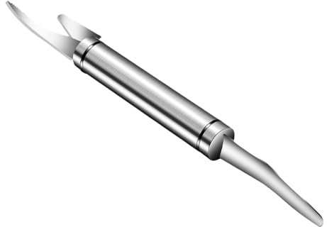 Deveiner - Sbucciatore di gamberetti, pelapatate per gamberetti, pelapatate per gamberetti, taglierina per frutti di mare a doppia testa in acciaio inox con rimozione di ruggine