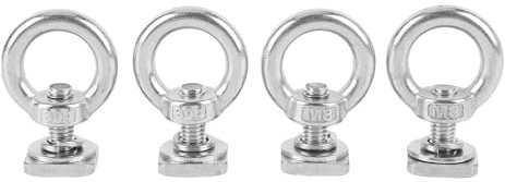 Aramox 4 Piezas T Kit Anclaje Montaje Montaje Pista T M8 Ranura Acero Inoxidable y Anillos Tuercas de Ojo Utilizados para la Rejilla para la Rejilla Techo Ganchos Cuerda de Cordón