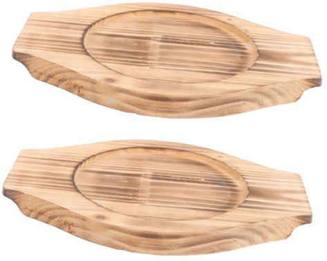 MUCKLILY 2pcs Wooden Potholders for Hot Pot and Stone Bowl, Wear-resistant and Nonslip Heat Insulation Mats, for Charcoal Board and Outdoor Camping, Sturdy Pot Holders for Kitchen