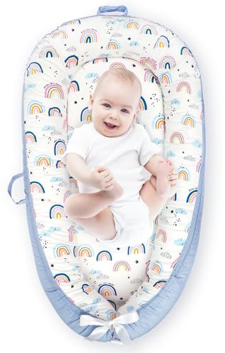 Reducteur de Lit Bebe en Coton, Réducteur Bébé Cocon Bebe pour Nid d'Ange Couffin et Naissance, Chaud Doux et Respirant, Couffin de Voyage Portable, Parfait pour Filles et Garçons Nouveau-né
