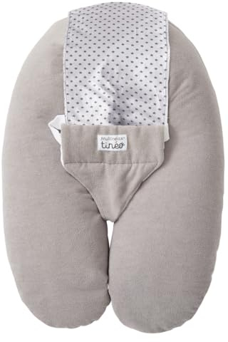 TINÉO - Coussin De Grossesse et d'Allaitement - Coussin Multirelax Éponge - Déhoussable - Fabriqué en France - 78x44cm (Gris/Étoiles)