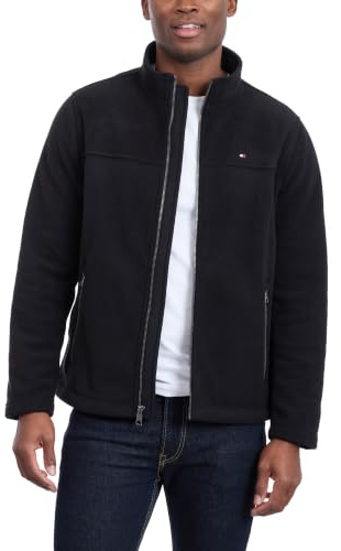 Tommy Hilfiger Herren Leichte Polarfleecejacke Fleecejacke, Schwarz, M