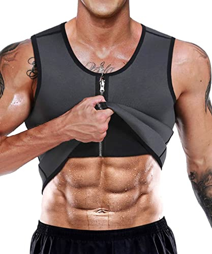 NonEcho - Chaleco de sauna para hombre, corsé de neopreno para moldear la cintura, camiseta moldeadora, adelgazante, para entrenamiento, Gris, Small