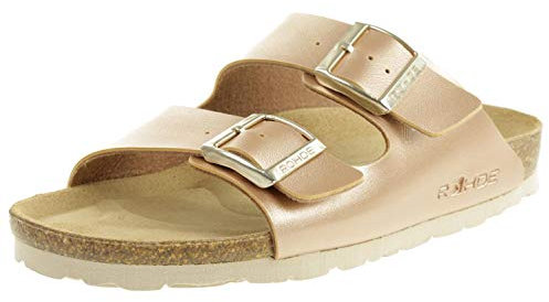 Rohde Damen, Frauen, Klassische Sandalen, Sandalen,Pantoletten,Sommerschuhe,Hausschuhe,Kork-fußbett,LACHS,41 EU / 7.5 UK