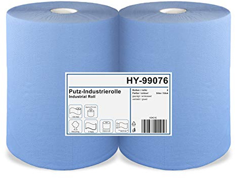 Rotoli di carta per la pulizia, blu | panni assorbenti | ideali per industria, officina e gastronomia (2 strati, 1000 fogli)