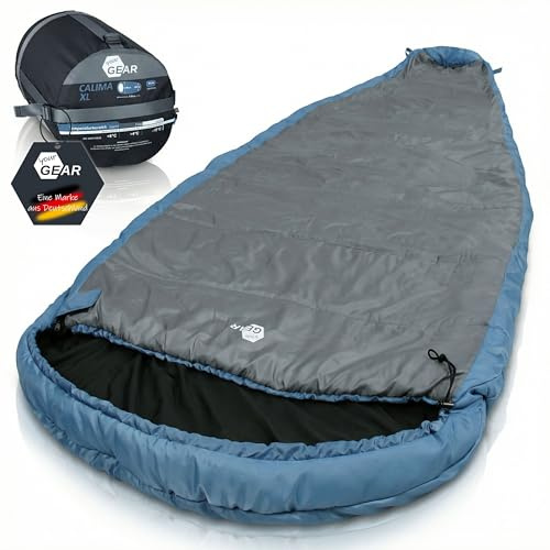 your GEAR Schlafsack Calima XXL - Extra Breiter Eiform Schlafsack 230x110 cm - Viel Platz für Seitenschläfer & Große Personen - 3 Jahreszeiten Campingschlafsack - Komfort +8 °C/Extrem -10 °C