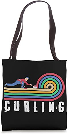 Retro Curling Player Vintage Curling Broom Stones Coach Team Tote Bag