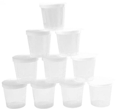 Lipfer 10pcs Plastic Medicine Cups with Lids, 30ml Clear Reusable Graduated Cups Transparent Scale Measuring Cups, Measure Container for Mixed Pills, Liquid Medication