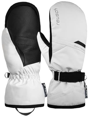 Reusch Moufles Ski Femme | Ultra-Chaudes, imperméables | Blanc-Noir | 6,5
