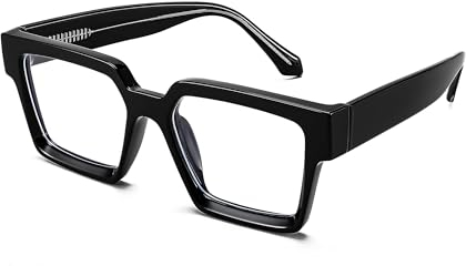 FEISEDY Blaulichtfilter Brille für Damen Herren Große Retro Quadratische Computerbrille Blaulicht Blockierend mit TR Rahmen Leichtgewicht B0037