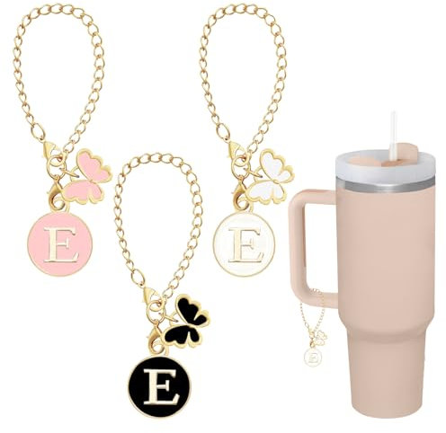 shixpiov 2er Buchstaben Anhänger Zubehör für Stanley Cup,Wasserflaschen mit Griffen,Name-ID Charms Letter für PRAOAHEI 40oz Thermobecher（Runde Letter,E
