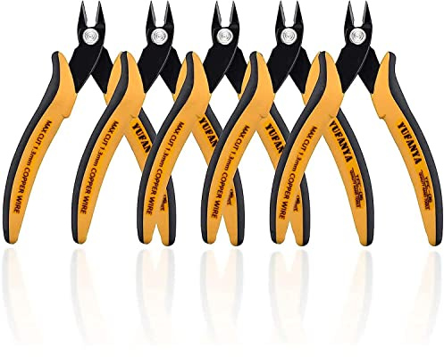 5pcs Micro Wire Cutter-Flush Cutters,Small Side Cutting Pliers,Flush Pliers Diagonal Side Cutters Wire Cutter Snips with Soft Grip for DIY Craft and Jewelry