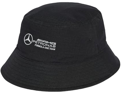 adidas Unisex Mercedes - AMG Petronas Formula ONE Team Mechanics Bucket HAT, Black/Reflective Silver, M