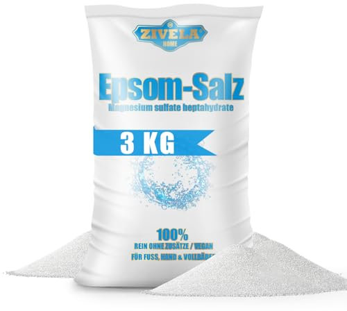 Epsom Sal de baño de 3 kg, 3 kg, Sales de Epsom de Epsom, sulfato de magnesio, calidad farmacéutica, 100% pura, sal natural (3 x 1 kg)