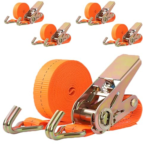 Putentfun Ratchet Straps with Hooks 5M x 25MM Heavy Duty Tie Down Straps