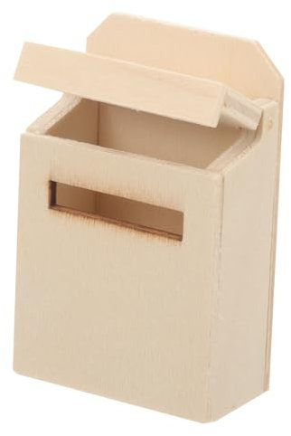 ibasenice Mini Dollhouse Wooden Mailbox 1:12 Scale Miniature Furniture Accessory Natural Colour Micro Flips Mailbox Tiny House Decor for Boys and Girls Learning Toy