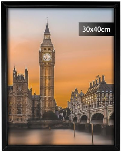 Xpieoyrm Marco de madera negra de 30 x 40 cm, marcos para pósteres 16 pulgadas, Moderno Marco para Cuadros de Tablero MDF con Cristal de Panel acrílico, marco de fotos para montaje en pared