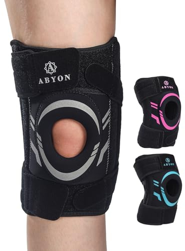 ABYON Ginocchiera Uomo Donna – Ortesi Ginocchio Regolabile per Menisco, Artrosi, ACL MCL – Supporto Rotuleo in Neoprene con Stabilizzatori Laterali per Sollievo Dolore e Recupero