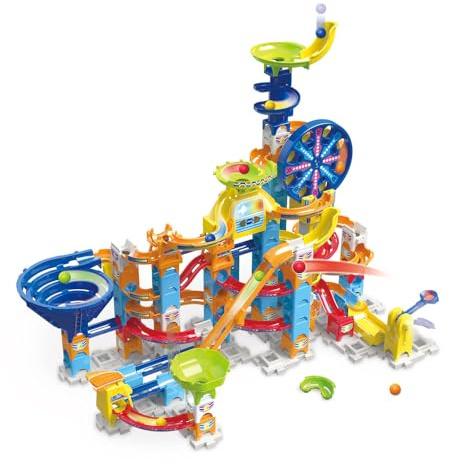 VTech - Marble Rush Ultimate Set Electronic XL200E - Circuit à Billes Géant à Construire, 127 Pièces et 10 Billes - Jeu de Construction Électronique - Cadeau Enfant Dès 4 Ans - Contenu en Français