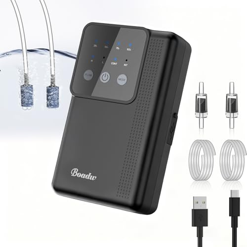 Boadw Pompa ad aria per acquario, pompa di ossigeno ricaricabile con batteria da 2200 mAh per pesca all'aperto e interruzione di corrente, Nano Mini accessorio per acquario con pietra frizzante
